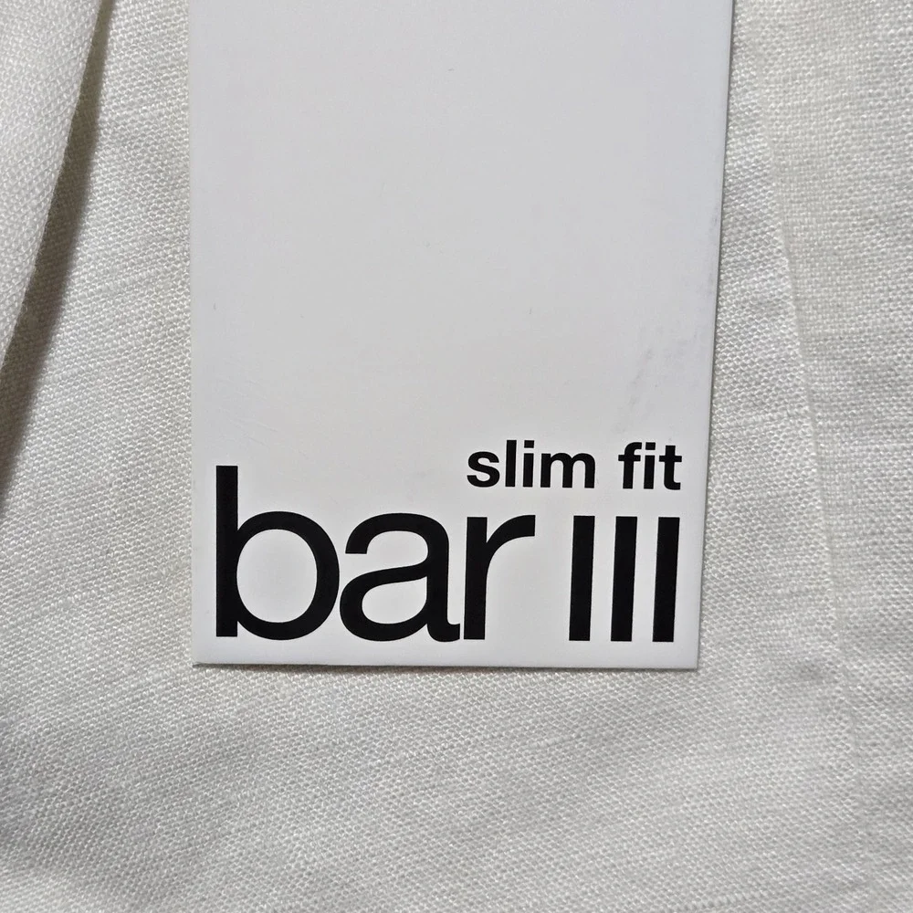 Bar Iii Mens Slim Fit 100% Linen Sport Coat Blazer 34S White